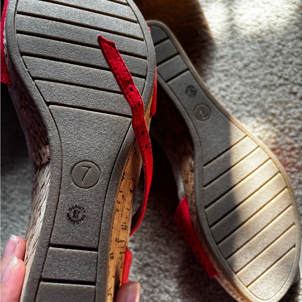 St. John Red Open-Toe Heels - Picture 3 of 5